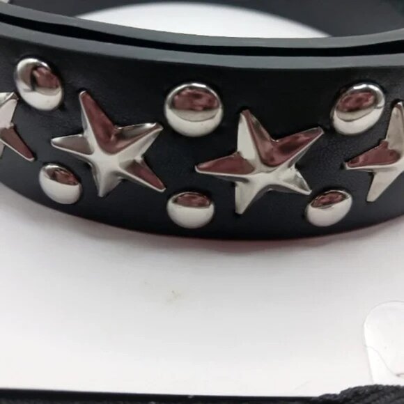 Gothic Stars and Studs Leather Belt + Studded Bracelet Unisex Black- New - Picture 3 of 9